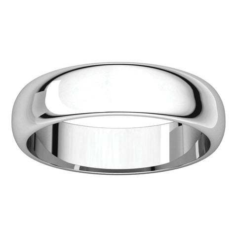 14k White Gold 5mm Half Round Band, Size 8.5