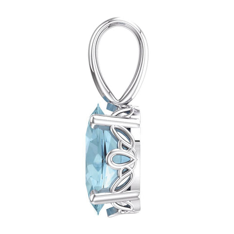 14k White Gold Aquamarine Pendant