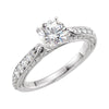 14K White Gold Cubic Zirconia & 3/8 CTW Diamond Sculptural Engagement Ring Size 7