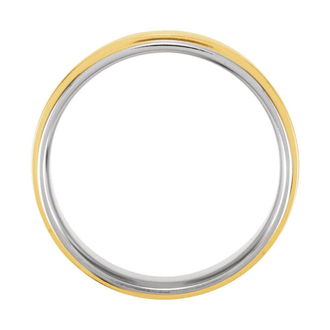 14K White & Yellow Gold 7.5mm Comfort-Fit Flat-Edge Band Size 11