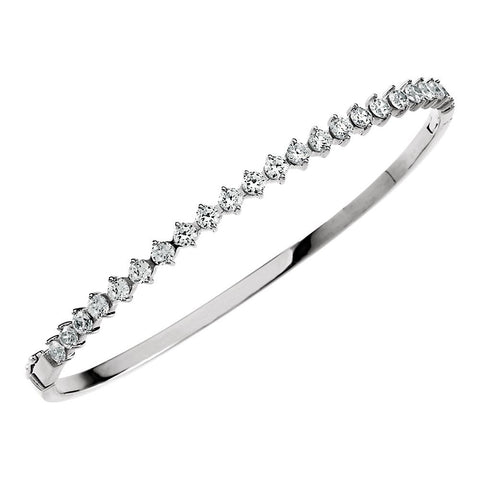 03.00 mm Cubic Zirconia Bangle Bracelet in Sterling Silver (8.00 Inch)