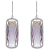 Sterling Silver Cushion Rose De France Quartz Rope-Styled Dangle Earrings