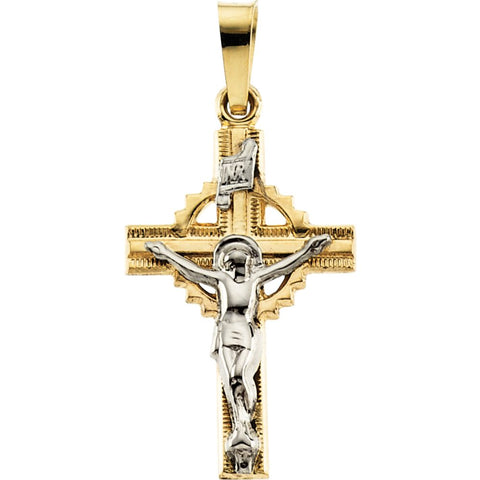 14K Yellow & White 25.5x17mm Crucifix Pendant