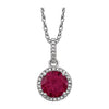 Sterling Silver Created Ruby & 0.01 ctw. Diamond 18-inch Necklace