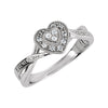 Heart Design Cubic Zirconia Ring in Sterling Silver ( Size 8 )