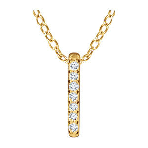 14k Yellow Gold .05 CTW Diamond Bar 16-18" Necklace