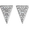 14k White Gold 1/3 CTW Diamond Triangle Earrings with Backs