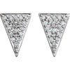 14k White Gold 1/3 CTW Diamond Triangle Earrings with Backs