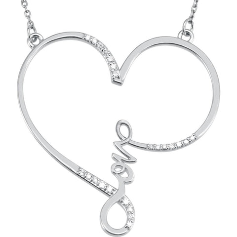 Sterling Silver 1/8 CTW Diamond "Love" Heart Infinity-Inspired 18" Necklace
