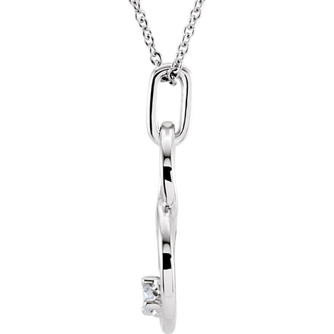 14k White Gold .04 CTW Diamond Circle 18" Necklace