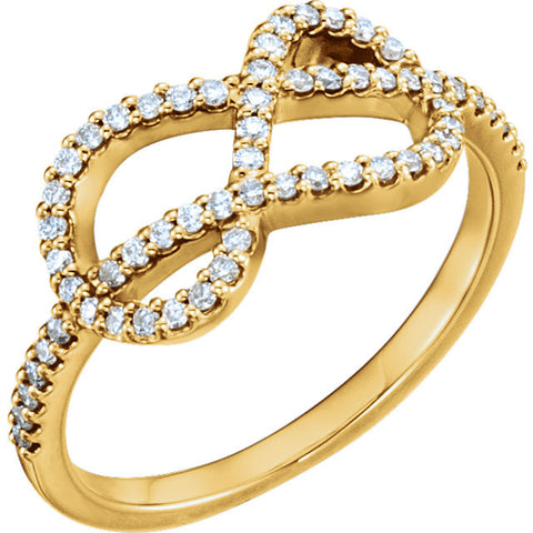 14k Yellow Gold 1/3 CTW Diamond Knot Ring, Size 7