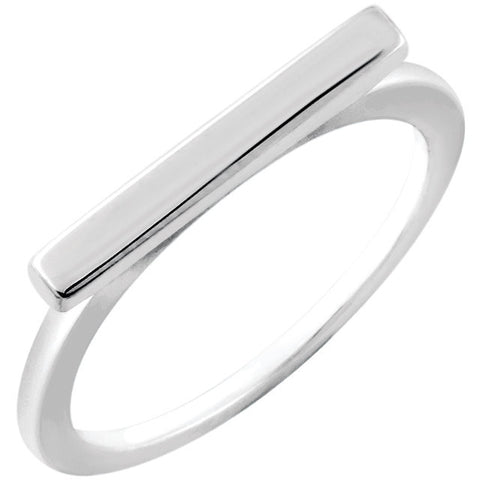 14k White Gold Bar Ring, Size 7
