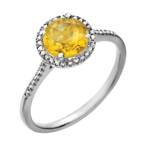 Sterling Silver Citrine & .01 CTW Diamond Ring