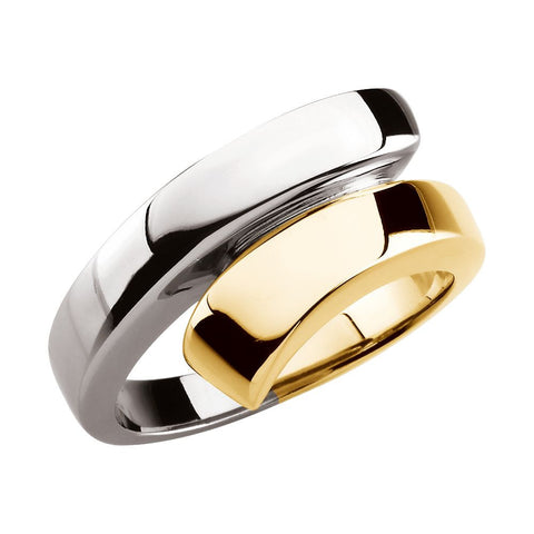 14K Yellow & White Bypass Ring , Size 6