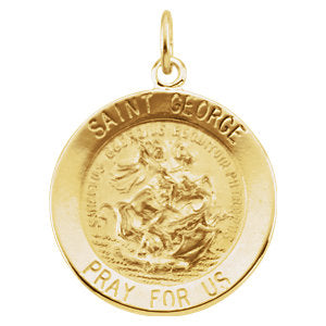 14k Yellow Gold 18mm Round St. George Medal