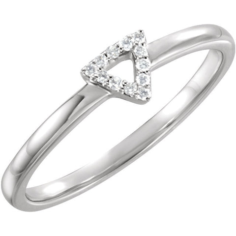14k White Gold .05 CTW Diamond Triangle Stackable Ring, Size 7