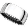 14k White Gold 8mm Light Comfort Fit Band, Size 6.5