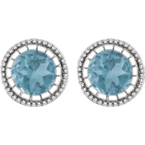 14k White Gold Swiss Blue Topaz "December" Birthstone Earrings