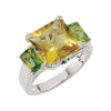 Genuine Lime Quartz, Peridot and Chrome Diopside Ring in Sterling Silver ( Size 7 )