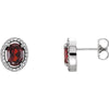 14K White Gold Mozambique Garnet & 1/8 CTW Diamond Earrings