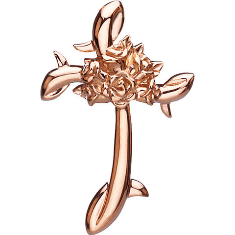 14k Rose Gold Floral-Inspired Cross Pendant