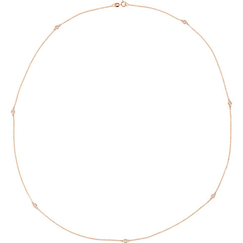14k Rose Gold 1/3 CTW Diamond Bezel 24" Necklace