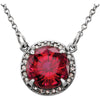 14k White Gold Chatham« Created Ruby & 0.05 ctw. Diamond 16-inch Necklace