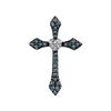 14K White Gold Blue & White 1/8 CTW Diamond Cross Pendant