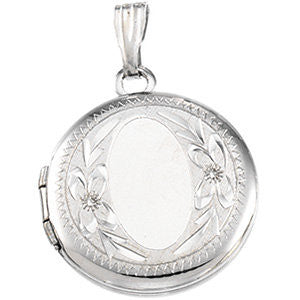 Sterling Silver Engraved Round Locket