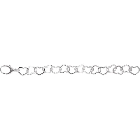 Sterling Silver 12mm Heart 7.5" Bracelet