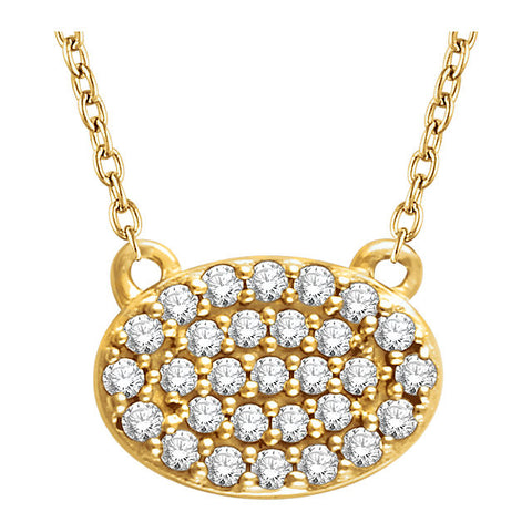 14k Yellow Gold 1/5 CTW Diamond Oval Cluster 16-18" Necklace