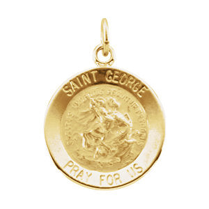 14k Yellow Gold 15mm Round St. George Medal