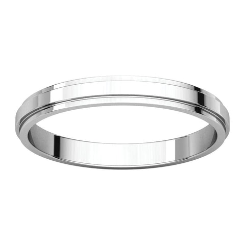 14k White Gold 2.5mm Flat Edge Band, Size 5