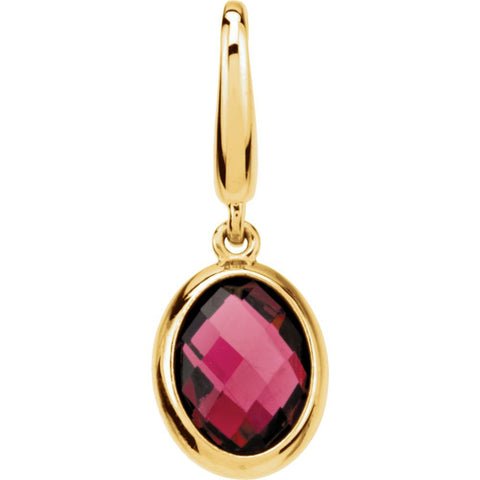 14k Yellow Gold Genuine Rhodolite Garnet Charm