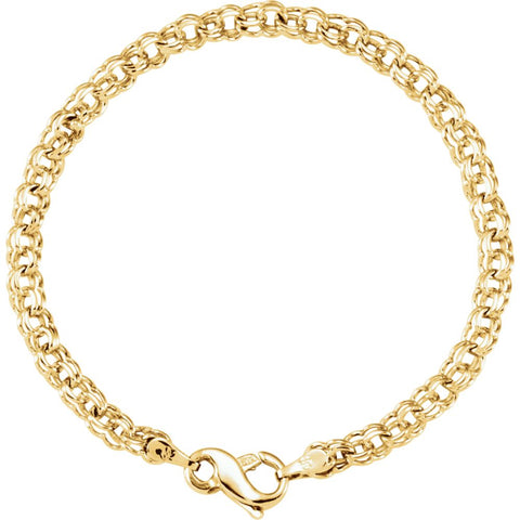 4.5 mm Solid small Charm Bracelet in 14k Yellow Gold ( 7-Inch )