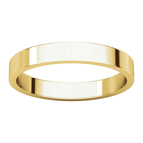 14k Yellow Gold 3mm Flat Band, Size 9.5