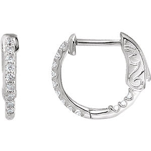 Platinum 1/4 CTW Diamond Inside/Outside Hoop Earrings