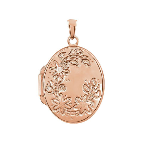 14K Rose Gold-Plated Sterling Silver Oval Locket