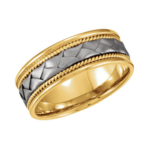 14K Yellow & White 8mm Comfort-Fit Woven Band Size 7