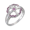 Embraced By Love Ring with Pink Sapphire in Sterling Silver ( Size 6 )