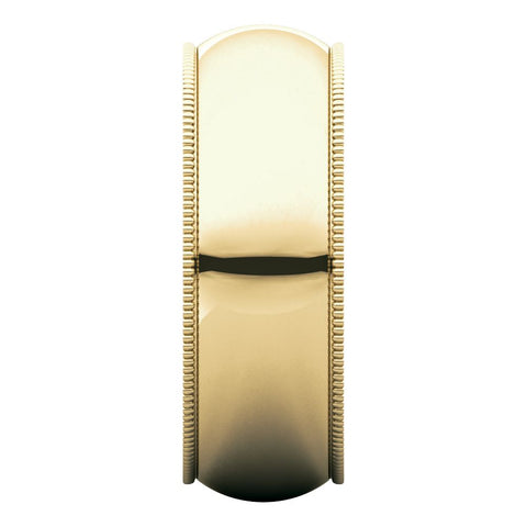 14k Yellow Gold 7mm Milgrain Comfort Fit Band, Size 8.5