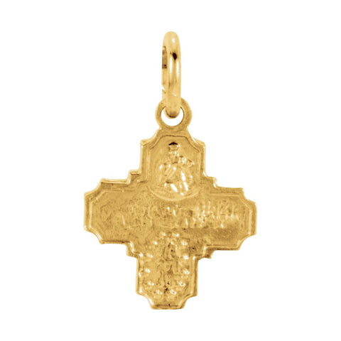 14k Yellow Gold 8x8mm Four-Way Cross Medal