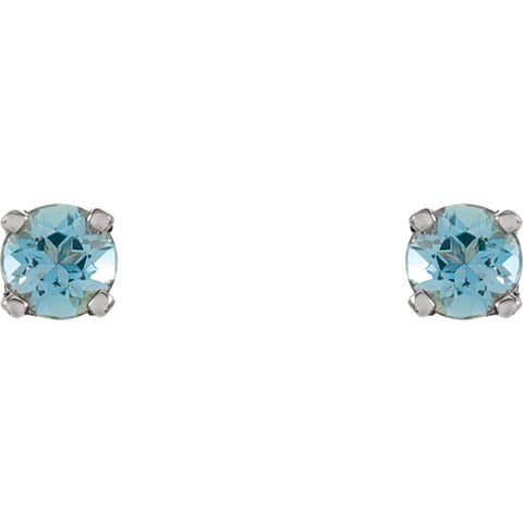 14k White Gold Imitation Blue Zircon Youth Earrings