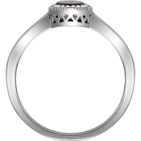 14k White Gold Amethyst "February" Birthstone Ring, Size 7