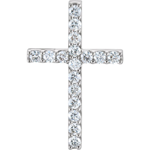 14k White Gold 5/8 CTW Diamond Cross Pendant