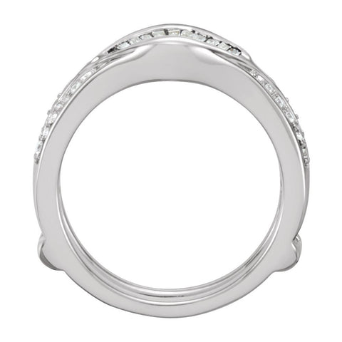 14k White Gold 1/2 CTW Diamond Ring Guard, Size 7