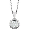 14k White Gold Created White Sapphire & 0.05 ctw. Diamond 18-inch Necklace