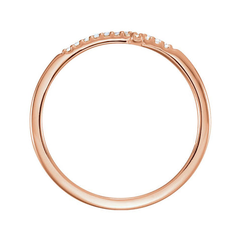 14k Rose Gold .085 CTW Diamond Sideways Cross Ring, Size 7
