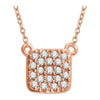14k Rose Gold 1/6 ctw. Diamond Square Cluster 16-18-inch Necklace