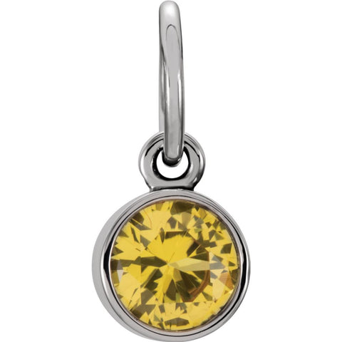 14k White Gold Imitation Citrine Birthstone Charm